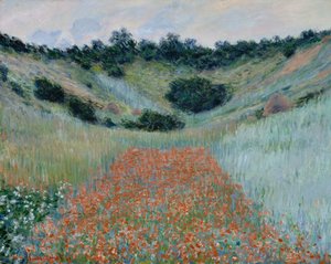 Giverny yakınlarındaki bir oyukta haşhaş tarlası by Claude Monet